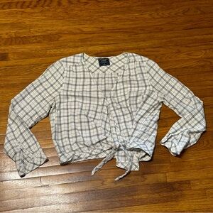Abercrombie & Fitch White Plaid Blouse XL